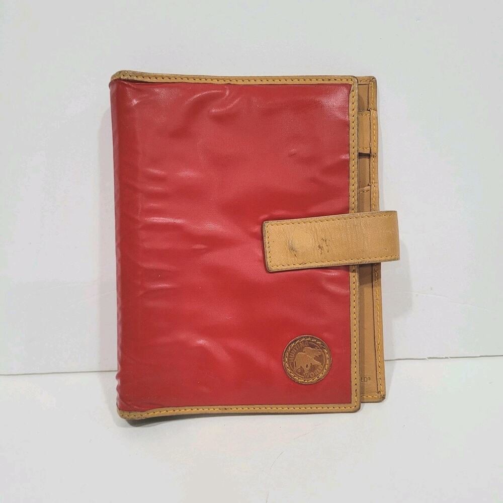 Hunting World Organizer Red Tan Leather Planner A6 4x5 Size Notebook Italian